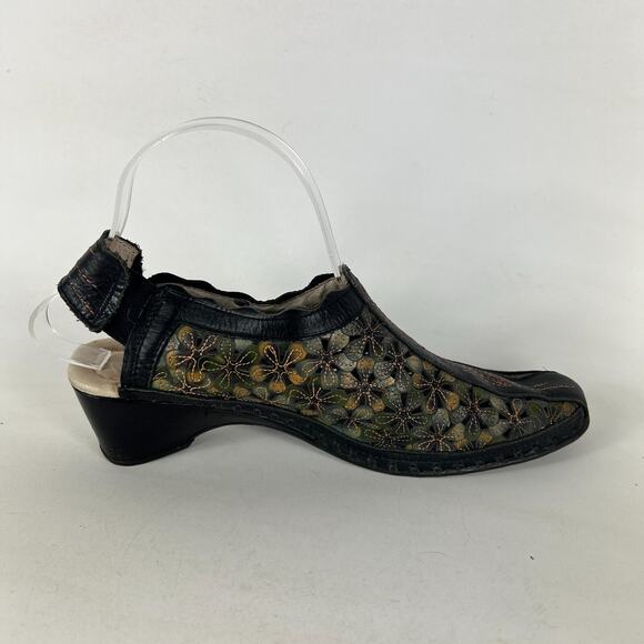 Pikolinos Slingback Sandals Women's 7.5 Multicolor Leather Floral Almond Toe - Picture 3 of 10